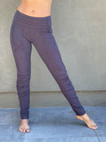 women's steel grey bamboo spandex pants with raised stitch details and 2 zipper pockets #color_steel