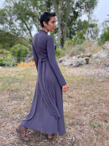 Long Sleeve Wrap Maxi Dress