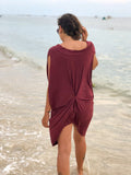 women's plant based rayon jersey loose fit maroon kaftan tunic #color_wine