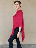 caraucci women's plant based rayon jersey red textured poncho can be worn multiple ways; dress, skirt, halter top #color_scarlet