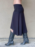 women's plant based rayon jersey stretchy black midi skirt can also be worn as a dress #color_black