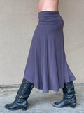 women's plant based rayon jersey stretchy steel grey midi skirt can also be worn as a dress #color_steel