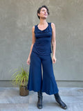 caraucci women's plant-based rayon jersey cropped navy wide leg pants #color_navy