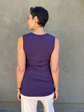 women's plant based rayon jersey sleeveless top with criss cross front detail #color_plum