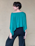 carauccI women's natural rayon jersey loose fit wide neck jasper green top  #color_jasper