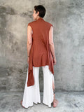 caraucci plant-based rayon jersey convertible burnt orange copper wrap vest can be worn multiple way #color_copper