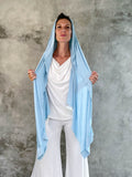 caraucci plant-based rayon jersey convertible sky blue wrap vest can be worn multiple way #color_canal-blue