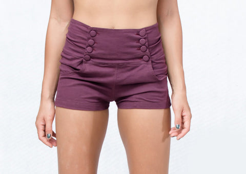 Button Front High Waisted Shorts