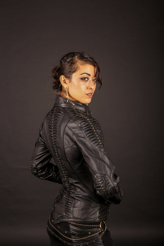 Singularity womens cut leather jacket, authentic Seven of Nine leather jacket