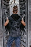 Sigil Vest - Black Washed Denim w/ Arrow Print