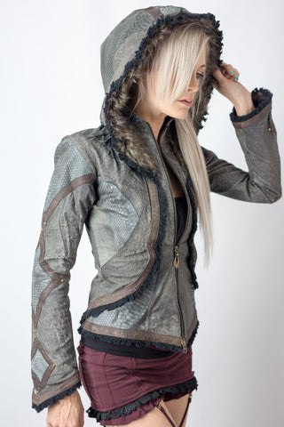 Victory Womens Cut Python Leather Jacket